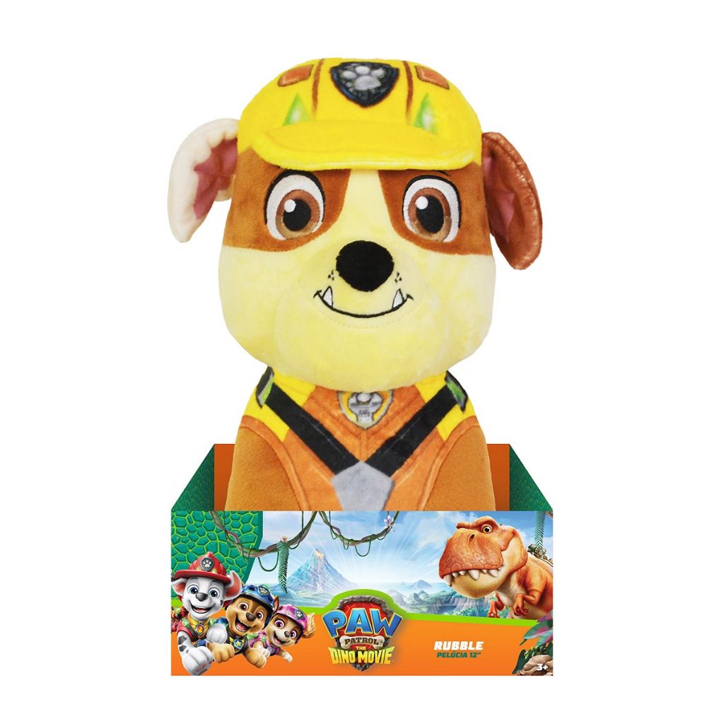 Pelúcia Rubble de 30cm Patrulha Canina: Uma Aventura Dino