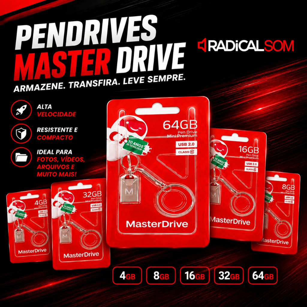Pendrive Mini USB 2.0 MasterDrive Premium Class 10 4G 8G 16G 32G — Informática