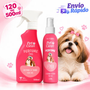Perfume Para Cães Fêmea Cheiroso 120ml ou 500ml Perfume Para Cachorro