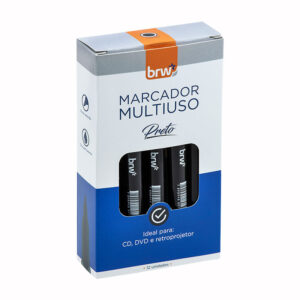Pincel para retroprojetor 2mm Preto com 12 unidades Brw