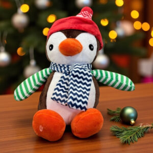 Pinguim de Pelúcia Cachecol e Touca 16x22x12cm 1 unidade Rizzo