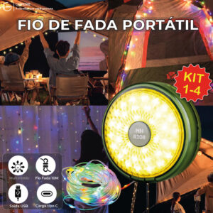 Pisca-Pisca Portátil Super Led RGB Luminária Recarregável c USB Fio