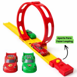 Pista de Carrinho Com Looping Radical Infantil 2 Carros Lançador