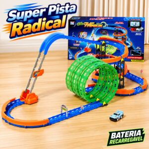 Pista de Carrinho Infantil 91 Peças Loop 360° Brilha No Escuro Torre