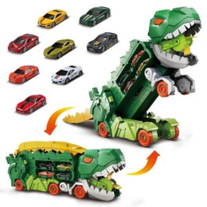 Pista Dinossauro 2 em 1 Caminhão Cegonha Carro Brinquedo com Rampa