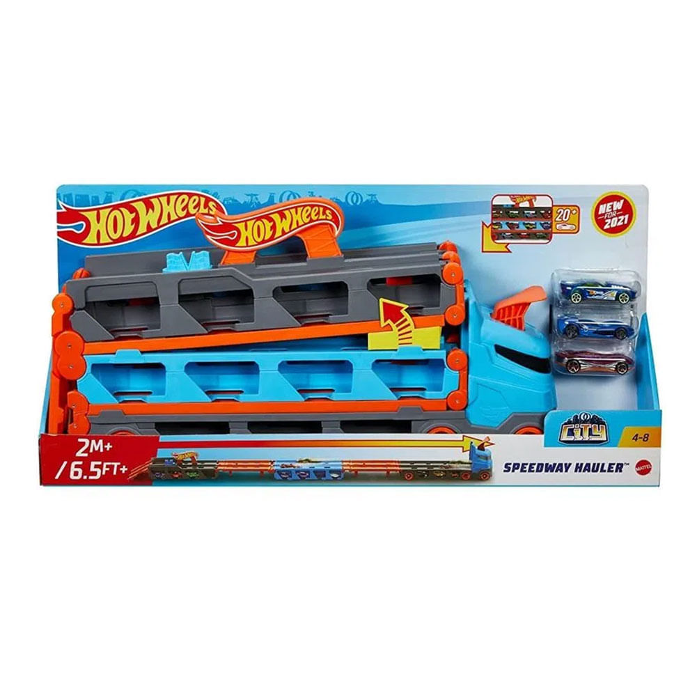 Pista Hot Wheels City Speedway Hauler Caminhão com Pista de Carrinhos — Brinquedos