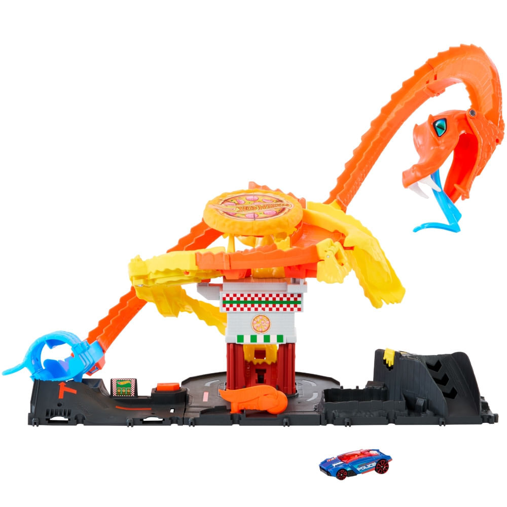 Pista Hot Wheels com Carrinho Ataque da Cobra à Pizzaria Mattel — Brinquedos