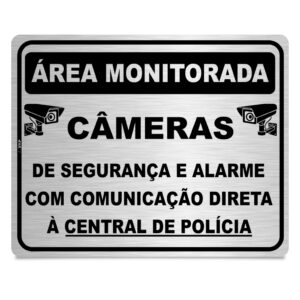 Placa de Área Monitorada Segurança Câmeras Sinalização Segurança