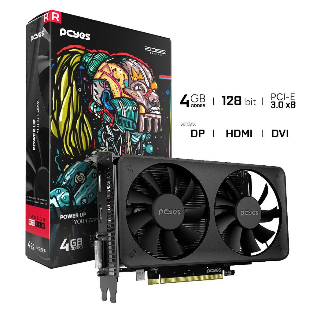 Placa de Vídeo Gpu Rx 550 4gb Gddr5 128 Bits Dual-Fan Projeto Edge — Informática