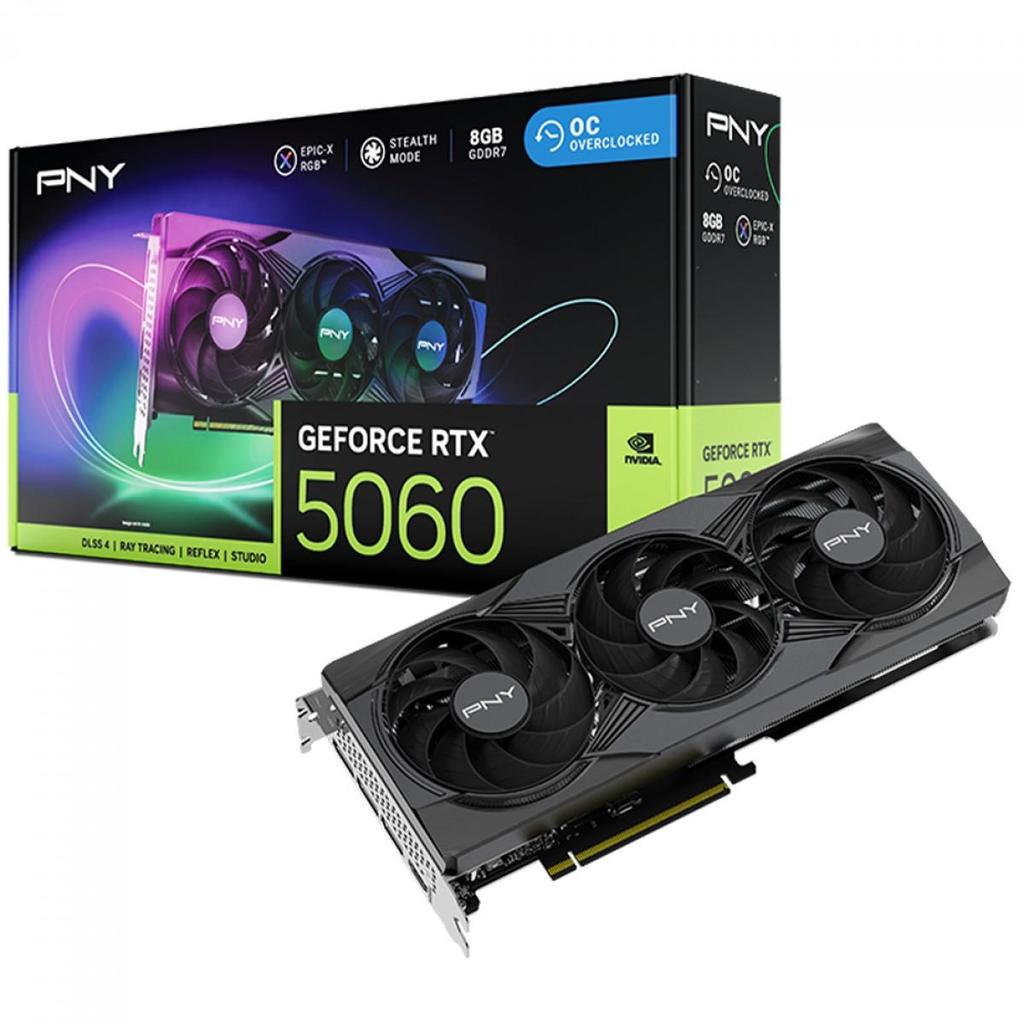 Placa de Vídeo Pny Nvidia GeForce Rtx 5060 RGB OC Triple Fan, 8GB