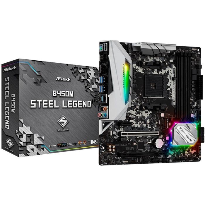Placa Mãe AsRock B450M Steel Legend AM4 mATX DDR4
