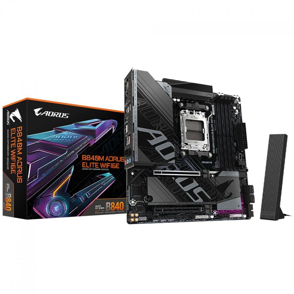 Placa Mãe Gigabyte B840M Aorus Elite WIFI6E, Chipset B840, Amd AM5 — Informática