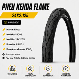 Pneu Aro 24 X 2.125 Bike Kenda Flame Slick Modelo Fogo Balão