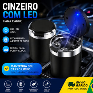 Porta Copos Automotivo com LED Azul Organizador Universal Carro