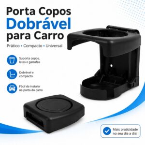 Porta Copos Automotivo Retrátil Dobrável Ajustável Suporte De Uso