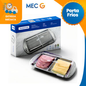 Porta Frios Duplo Com Tampa Organizador de Geladeira Inox Porta