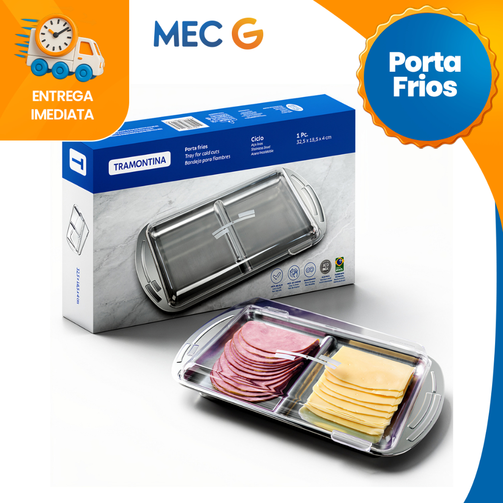 Porta Frios Duplo Com Tampa Organizador de Geladeira Inox Porta