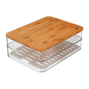 Porta Frios Duplo Tampa Bambu Natural Clear Fresh Transparente