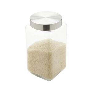 Porta Mantimento Vidro Tampa Aço Quadrado 2L Pote Hermético Cozinha