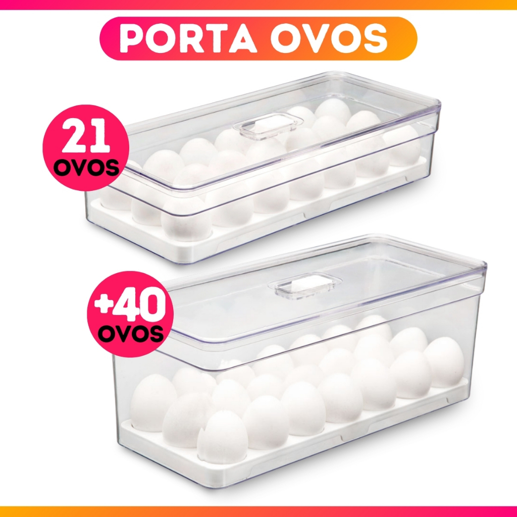 Porta Ovos +40 Cavidades ou 21 Cavidades Organizador de Geladeira