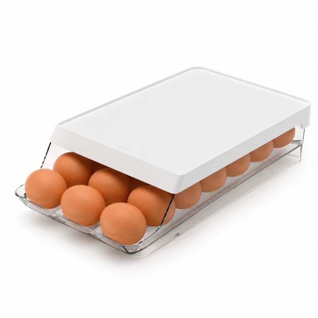Porta Ovos Bandeja Dispenser Rolante Organizador de Geladeira 21