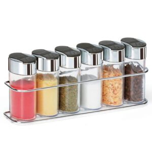Porta Temperos Inox 6 Peças Dosador Hermético Ajustável Parede