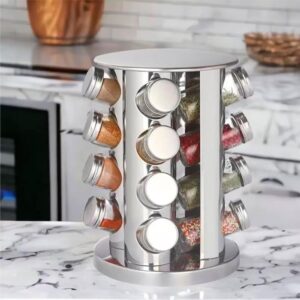 Porta Temperos Organizador Giratório Inox De Cozinha 16 Potes De