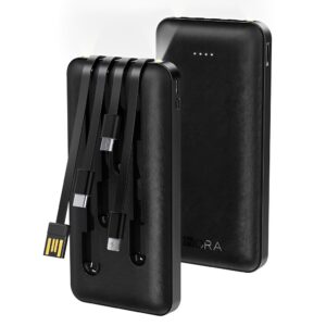 Portátil Carregador da 1Hora Power Bank com 4 Cabos Preto