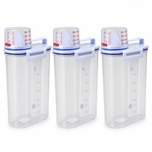 Pote Hermético 2L Kit 3 com Medidor Tampa Trava Porta Grãos Alimentos