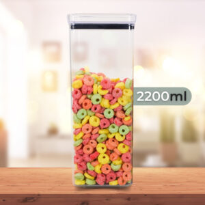 Pote Hermético Acrílico Quadrado Lumini Empilhável 2200ml C Tampa P