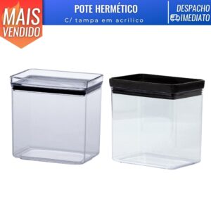 Pote Hermético Acrílico Retangular Lumini Empilhável 1300ml