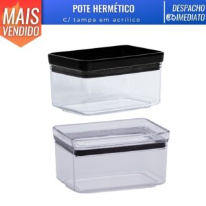 Pote Hermético Acrílico Retangular Lumini Empilhável 580ml