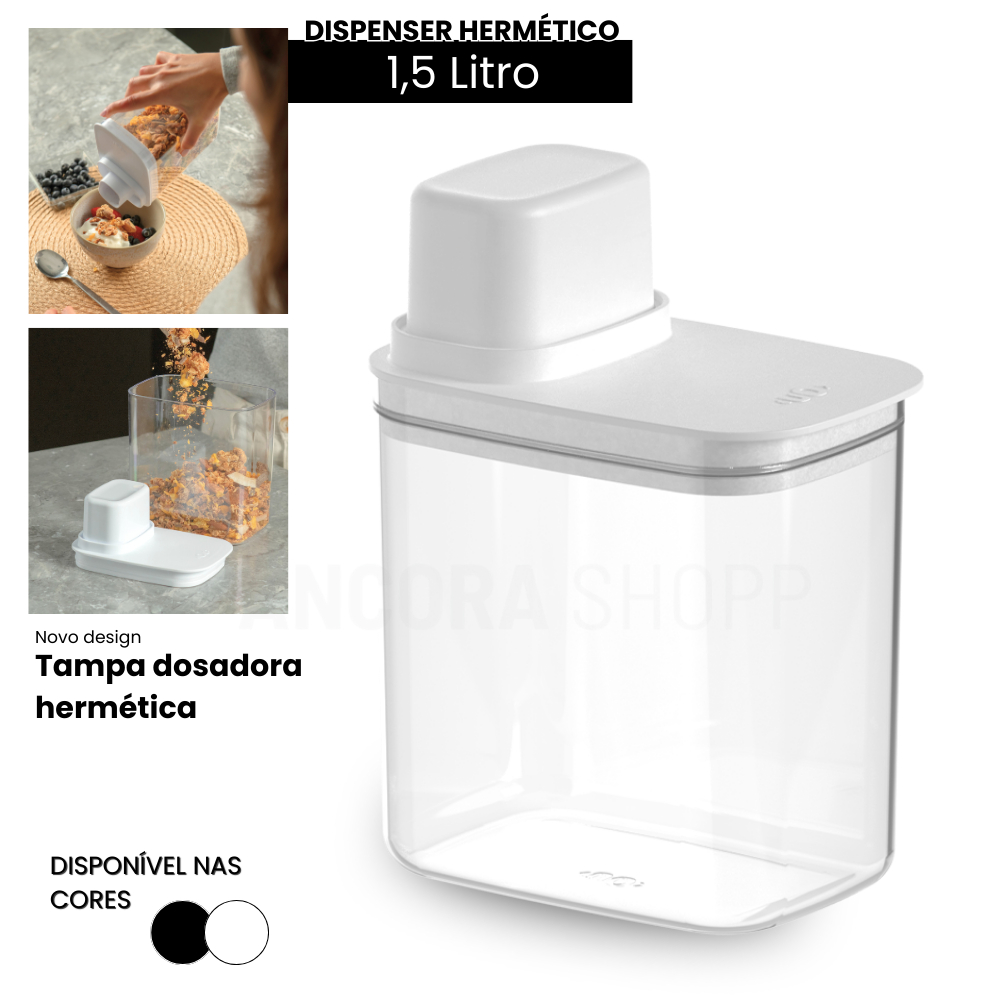 Pote Hermético Dispenser 1,5 Litros Organizador de Tempero Cereais — Cozinha e Utensílios