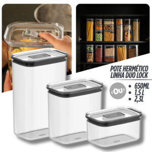 Pote Hermético para Mantimentos de Cozinha Dispensa Armário Ou