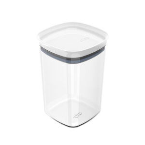 Pote Hermético Quadrado 1L Tampa Branca Vedação Silicone Mantimentos