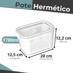 Pote Hermético Slim 1780ml Branco Slim Multiuso Acrílico Cesto C Tampa