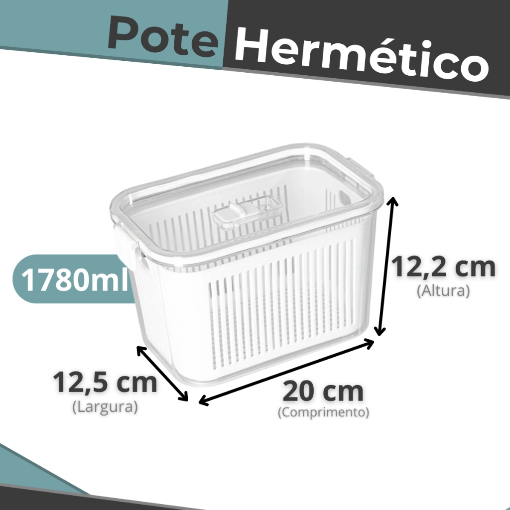 Pote Hermético Slim 1780ml Branco Slim Multiuso Acrílico Cesto C Tampa — Cozinha e Utensílios