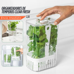 Pote Organizador De Temperos Verduras Geladeira 2,3L Com Escorredor