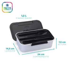Pote Organizador Marmibox Grande com Divisórias para Talheres 1,2L