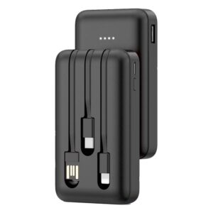 Power Bank 5000mAh 1Hora Portátil Cabo Integrado Preta