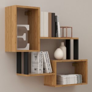 Prateleira Industrial 2 Prateleiras 100% Mdf Freijó Preto Fosco Pradel