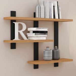 Prateleira Industrial 3 Prateleiras 100% Mdf Freijó Preto Fosco Pradel