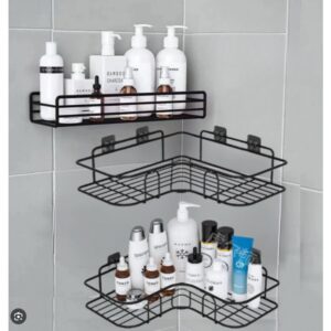 Prateleira Triangular de Banheiro e Cozinha com Suporte Adesivo para — Organização