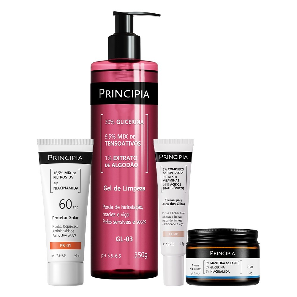 Principia Kit Anti Olheiras c Gel de Limpeza Creme Creme Protetor — Skincare