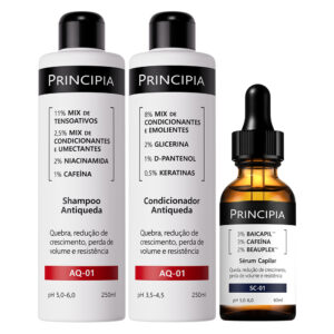 Principia Kit Antiqueda Trio Shampoo Condicionar Sérum Capilar 60Mls