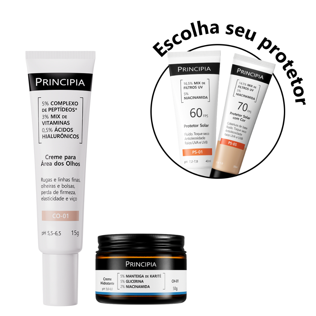 Principia Kit Cuidado Facial c Creme Para os Olhos Creme Hidratante