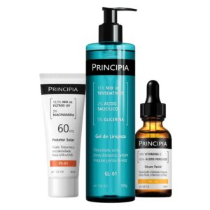 Principia Kit Rotina Diária c Gel de Limpeza Sérum Vitamina Protetor
