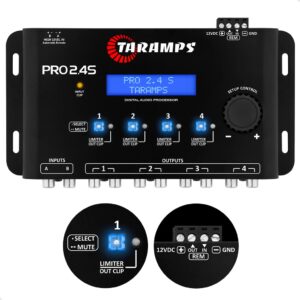Processador De Áudio Digital Taramps Pro 2.4S 4 Saídas Equalizador