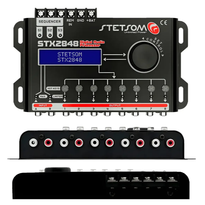 Processador De Áudio Stx2848 Stetsom 2 Canais 8 Saídas Com