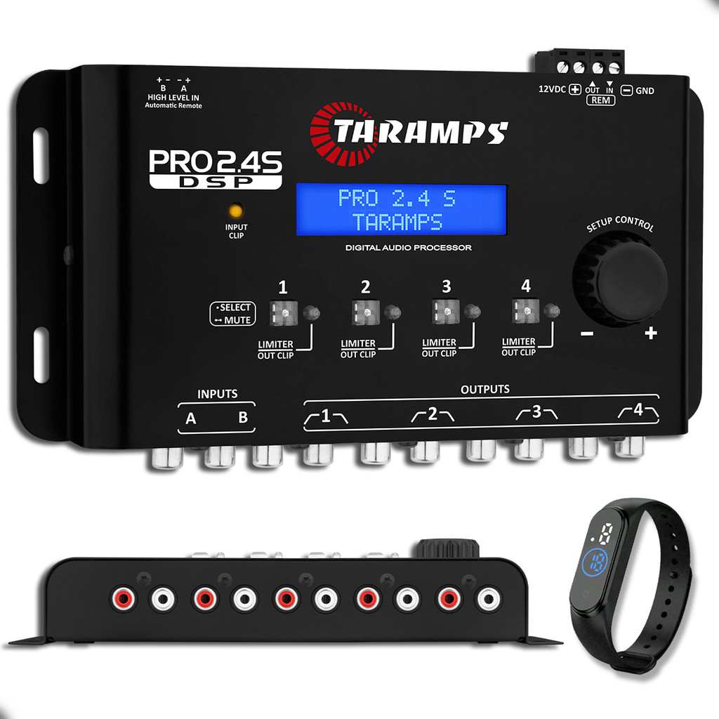 Processador de Áudio Taramps Pro 2.4s 4 Vias Anti-Puff Crossover Bass